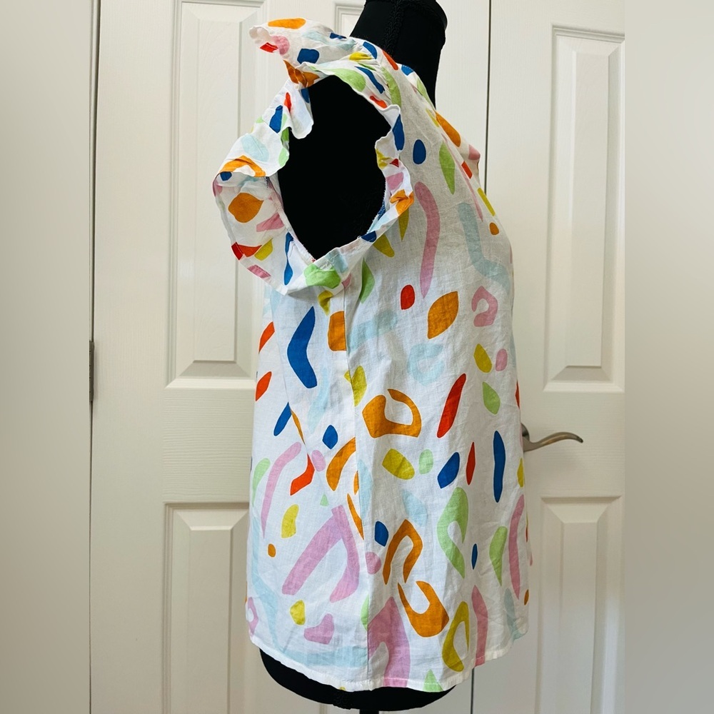 THML Abstract Print Flutter Sleeve Blouse Size S - Picture 2 of 9